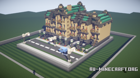  European Housing Building with Interior  Minecraft