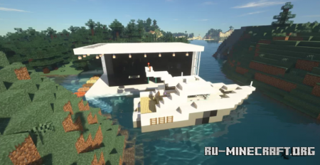  Riverside Modern House With Yacht by Cyberbug  Minecraft