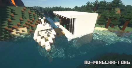  Riverside Modern House With Yacht by Cyberbug  Minecraft