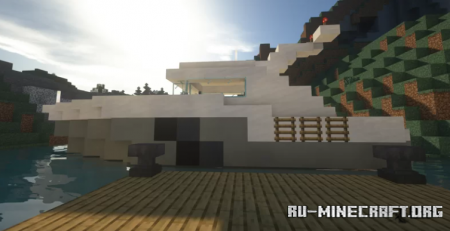  Riverside Modern House With Yacht by Cyberbug  Minecraft