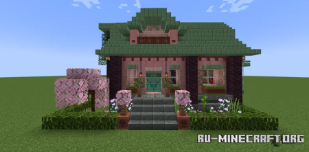  Cherry House Starter Base with Interior  Minecraft