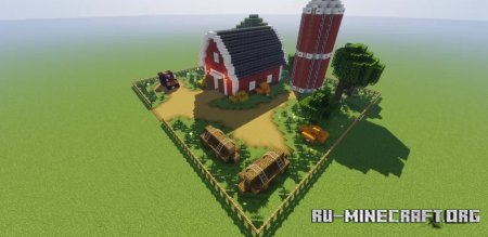  Red Barn with Grain Silo  Minecraft