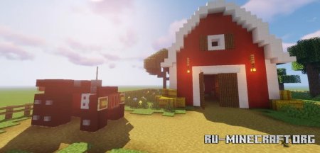  Red Barn with Grain Silo  Minecraft