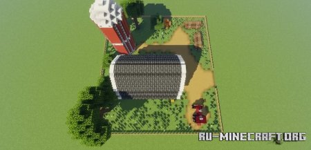  Red Barn with Grain Silo  Minecraft