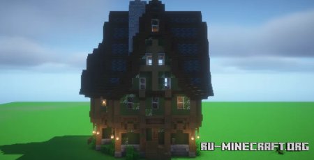  Green Medieval House (Full Interior)  Minecraft