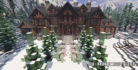  Mountain Range Log Cabin  Minecraft