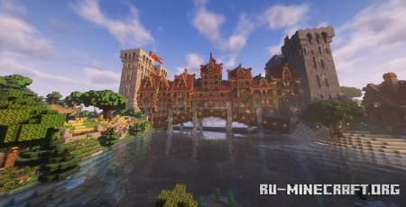  Fortified Medieval bridge city of Rivermarch  Minecraft