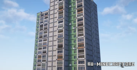 ������� Soviet, detailed 16-story panel house ��� Minecraft