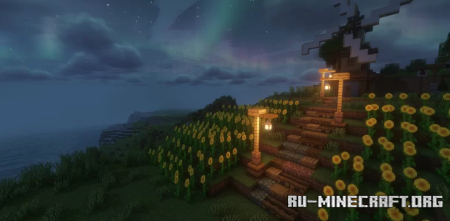 ������� Sweet Mill with a field of sunflowers ��� Minecraft