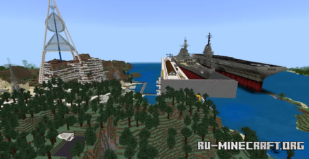 ������� Underground City plus USS Missouri BB-63 and USS Essex CVA-9 ��� Minecraft