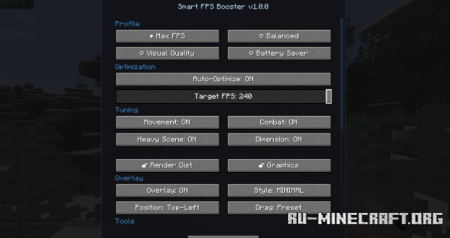 ������� Smart FPS Booster ��� Minecraft 1.21.11