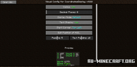 ������� Coordinates Display ��� Minecraft 26.2